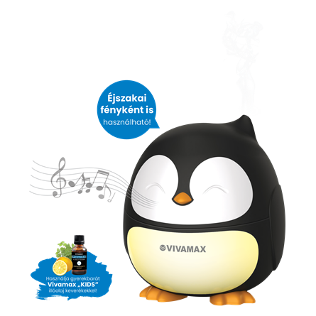 Ultrahangos illóolaj párologtató fehér zaj funkcióval Pingvin