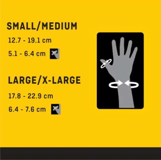 Csuklórögzítő méretinformáció csuklórögzítő mérettáblázat small medium large