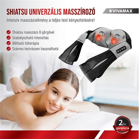 Shiatsu univerzális masszírozó Shiatsu univerzális masszírozó hőterápiával és 8 görgővel