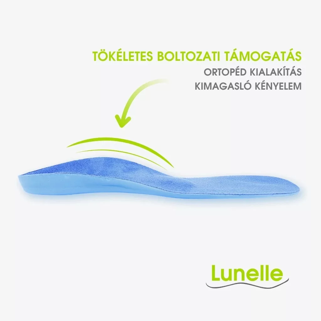 Lunelle Standard anatómiai talpbetét Lunelle Standard anatómiai talpbetét kék színben, csomagolással együtt.