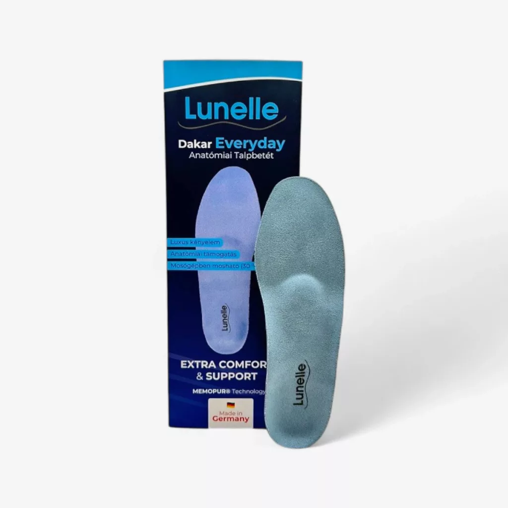 Lunelle Dakar Everyday anatómiai talpbetét világoskék színben, csomagolással együtt.