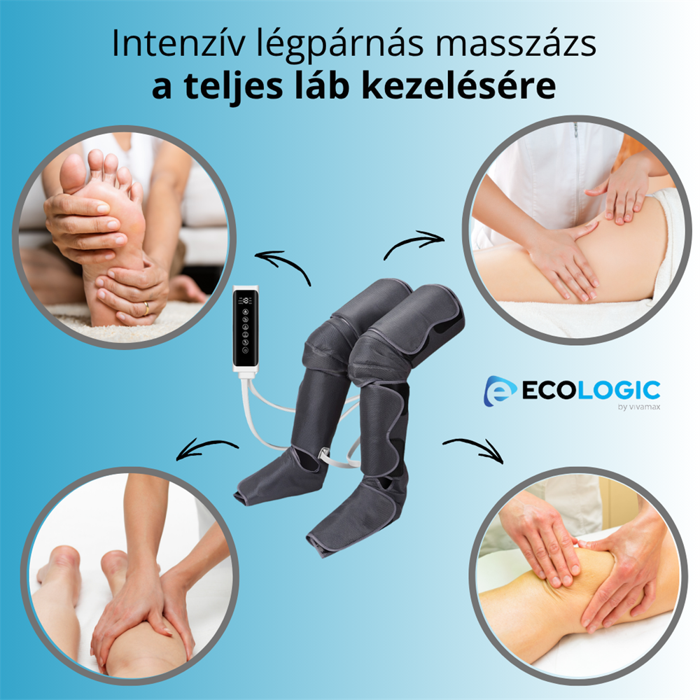 Intenzív légpárnás masszázs teljes lábra intenzív légpárnás lábmasszázs készülék működés közben