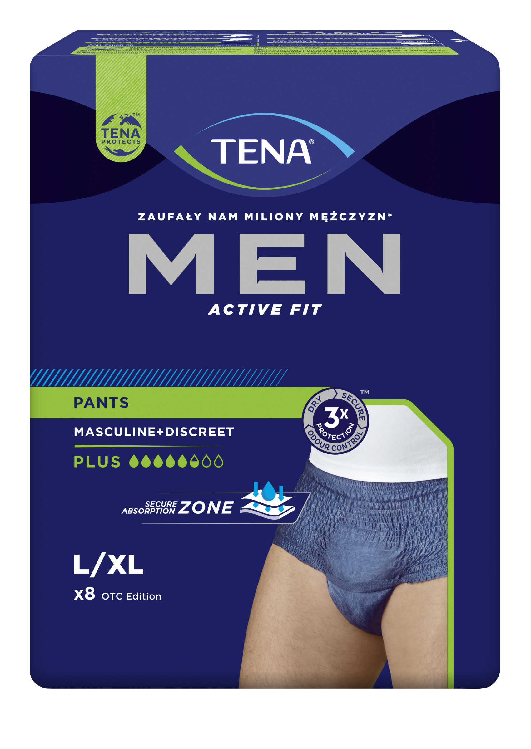 Termék: TENA Men Active Fit Pants Plus inkontinencia fehérnemű férfiaknak
